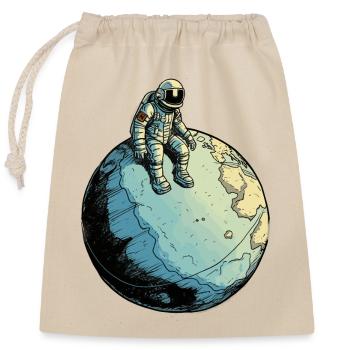Melancholischer Astronaut - Verschließbarer Geschenkbeutel aus Baumwolle (25x30cm) - Natur - Vorne