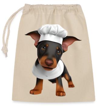 Dobermann Gastronom Hund Köche Dobermannwelpe - Verschließbarer Geschenkbeutel aus Baumwolle (25x30cm) - Natur - Vorne