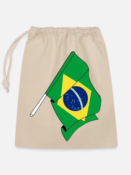 Flagge von Brasilien - Verschließbarer Geschenkbeutel aus Baumwolle (25x30cm) - Natur