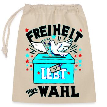 Freedom lives from choice - Closable cotton gift bag (25x30cm) - nature - Front