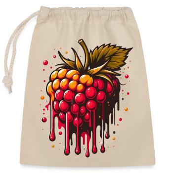 Two-tone dripping raspberry - Closable cotton gift bag (25x30cm) - nature - Front