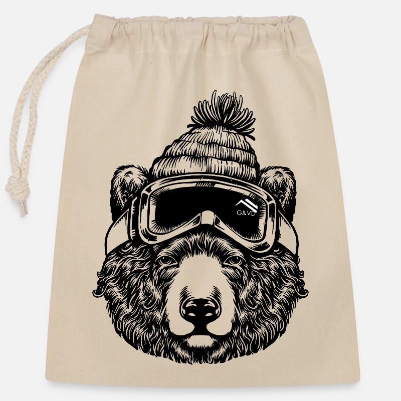 BEAR - Closable cotton gift bag (25x30cm) - nature