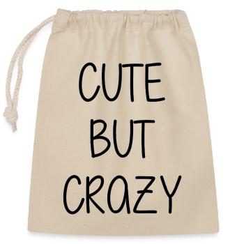 Mignon mais fou - Citation cool - Doux mais fou - Sac cadeau en coton avec cordon (25 x 30 cm) - nature - Devant