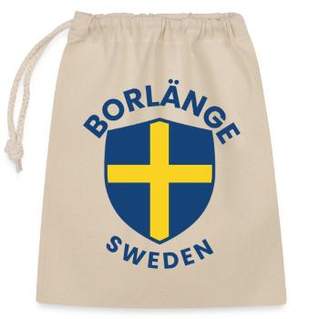Borlänge-Schild: Schwedisches Flaggendesign - Verschließbarer Geschenkbeutel aus Baumwolle (25x30cm) - Natur - Vorne