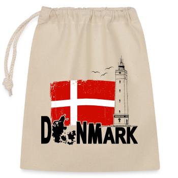 Danemark Blavand Fyr Lighthouse Holiday - Sac cadeau en coton avec cordon (25 x 30 cm) - nature - Devant