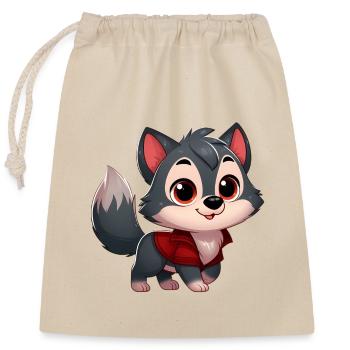 wolf 4 - Sac cadeau en coton avec cordon (25 x 30 cm) - nature - Devant