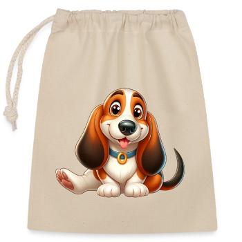 Basset 8 - Closable cotton gift bag (25x30cm) - nature - Front