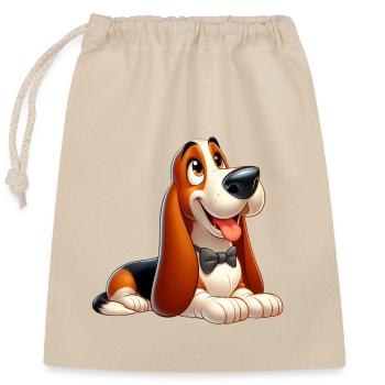 Basset 9 - Closable cotton gift bag (25x30cm) - nature - Front