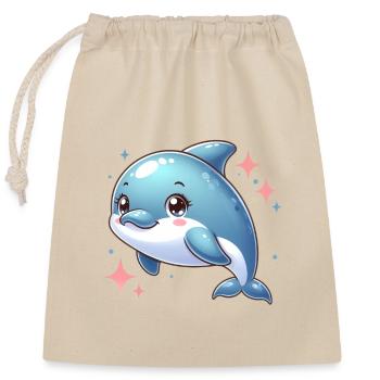 dolphin - Closable cotton gift bag (25x30cm) - nature - Front