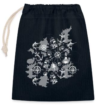 Nautical chart maritime - Closable cotton gift bag (25x30cm) - navy - Front