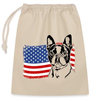 Boston Terrier US Amérique Drapeau Chiens Wilsigns - Sac cadeau en coton avec cordon (25 x 30 cm) - nature - Devant