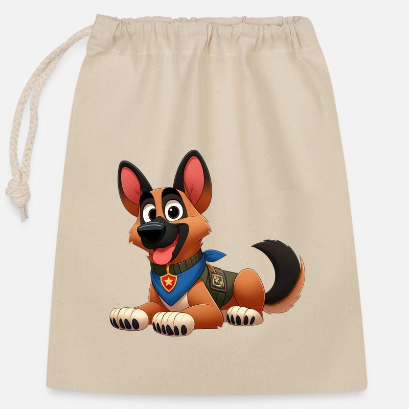 malinois 14 - Sac cadeau en coton avec cordon (25 x 30 cm) - nature