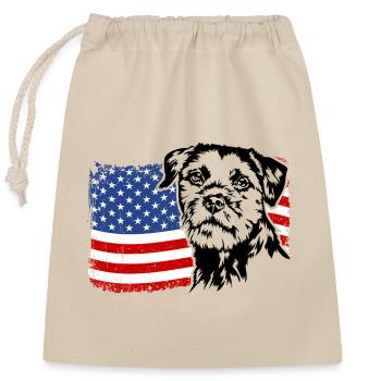 Border Terrier US Amérique Drapeau Chiens Wilsigns - Sac cadeau en coton avec cordon (25 x 30 cm) - nature - Devant