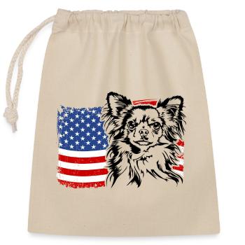 Chihuahua US Amérique Drapeau Chiens Chien Wilsigns - Sac cadeau en coton avec cordon (25 x 30 cm) - nature - Devant