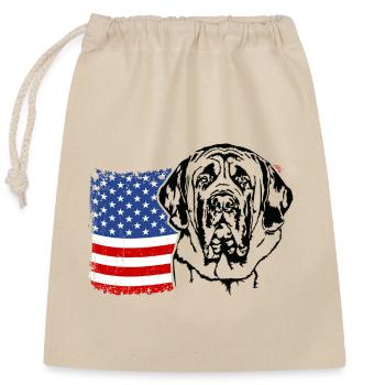 Mastiff anglais US Amérique drapeau chiens Wilsigns - Sac cadeau en coton avec cordon (25 x 30 cm) - nature - Devant