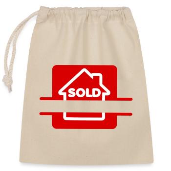 House sold red sign - Closable cotton gift bag (25x30cm) - nature - Front