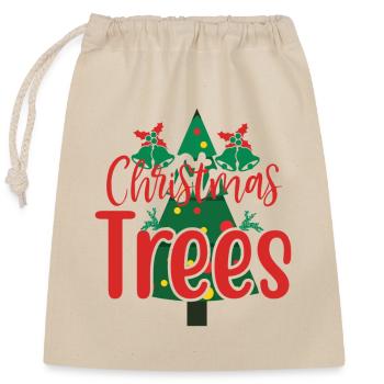 Christmas Trees - Verschließbarer Geschenkbeutel aus Baumwolle (25x30cm) - Natur - Vorne