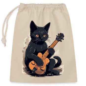 Musician Black Cat Guitarist Bombay Cats - Closable cotton gift bag (25x30cm) - nature - Front