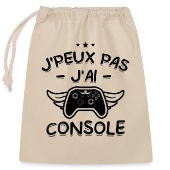 J'Peux Pas ! J'Ai Console - Sac cadeau en coton avec cordon (25 x 30 cm) - nature - Devant