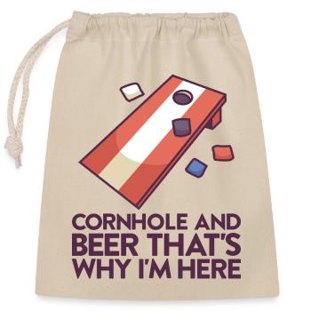Cornhole Spiel Corn Hole Outfit mit Cornhole - Verschließbarer Geschenkbeutel aus Baumwolle (25x30cm) - Natur - Vorne
