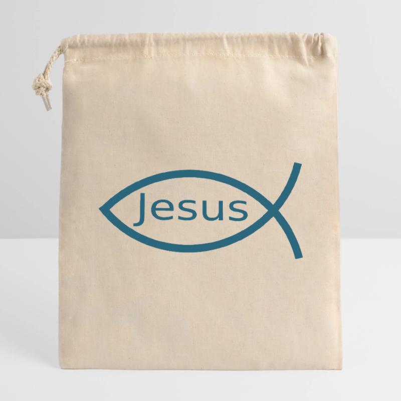 Jesus fish Ichthys fish fish Closable cotton gift bag (25x30cm)