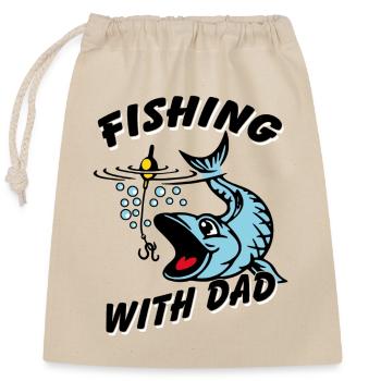 Pêcher avec papa est la plus belle - Sac cadeau en coton avec cordon (25 x 30 cm) - nature - Devant
