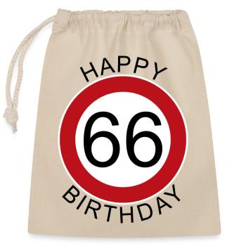Happy Birthday 66 Traffic Sign Birthday - Closable cotton gift bag (25x30cm) - nature - Front