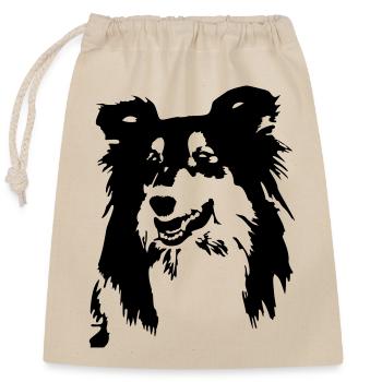 Collie Kopf - Verschließbarer Geschenkbeutel aus Baumwolle (25x30cm) - Natur - Vorne