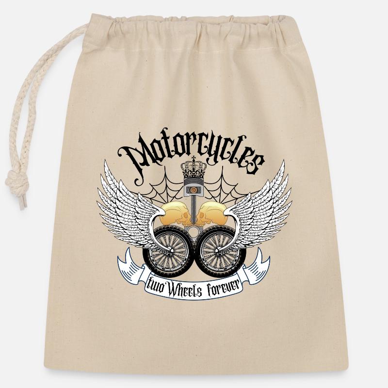 twoWheels forever - Verschließbarer Geschenkbeutel aus Baumwolle (25x30cm) - Natur