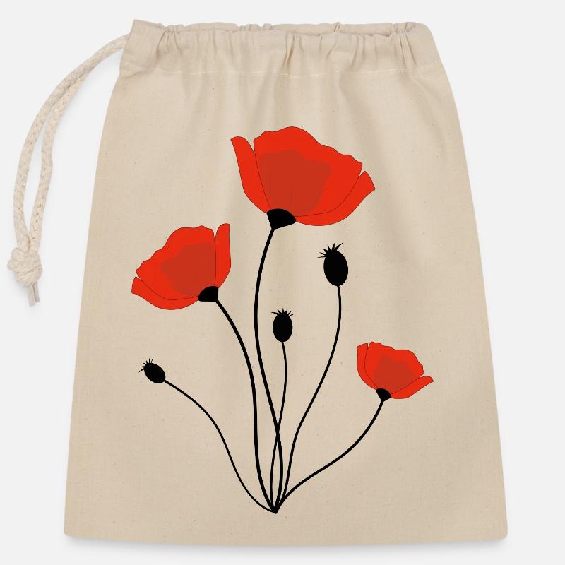 corn poppy - Closable cotton gift bag (25x30cm) - nature