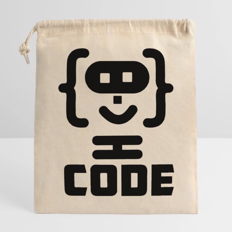Hacker programmer code logo with text CODE Closable cotton gift bag (25x30cm)