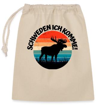 Schweden, Elch, ich komme - Verschließbarer Geschenkbeutel aus Baumwolle (25x30cm) - Natur - Vorne