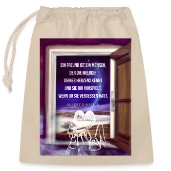Zitat FREUNDSCHAFT Beste Freunde Herzen Melodie - Verschließbarer Geschenkbeutel aus Baumwolle (25x30cm) - Natur - Vorne