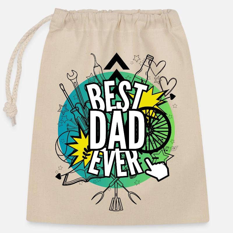 Bester Papa aller Zeiten - Verschließbarer Geschenkbeutel aus Baumwolle (25x30cm) - Natur