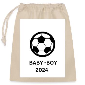 Baby boy Fussball 2024, Geschenk, Bekanntgabe, Pap - Verschließbarer Geschenkbeutel aus Baumwolle (25x30cm) - Natur - Vorne