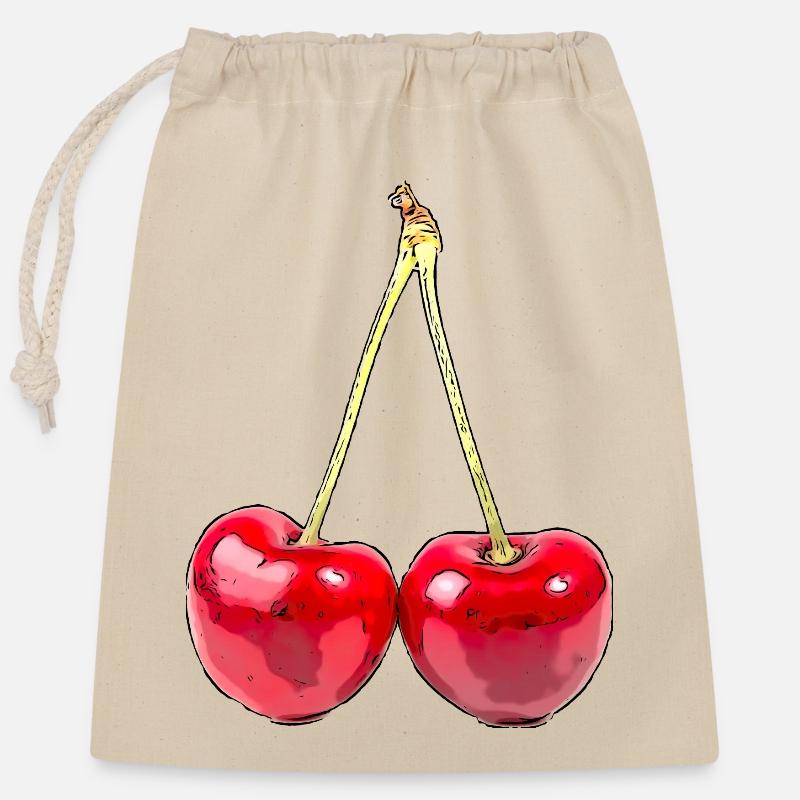 Cherry - Verschließbarer Geschenkbeutel aus Baumwolle (25x30cm) - Natur
