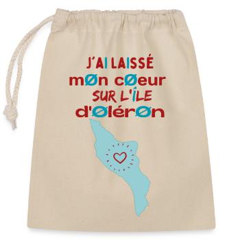 J'ai laissé mon cœur à l'île d'Oléron 2 - Sac cadeau en coton avec cordon (25 x 30 cm) - nature - Devant