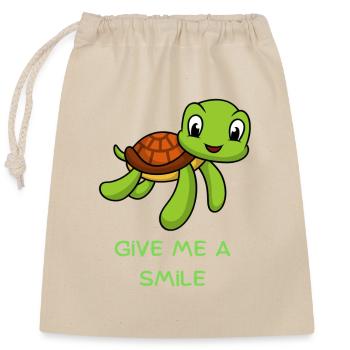 Turtle Love - Verschließbarer Geschenkbeutel aus Baumwolle (25x30cm) - Natur - Vorne