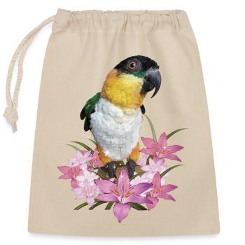 Le caïque à tête noire - Sac cadeau en coton avec cordon (25 x 30 cm) - nature - Devant