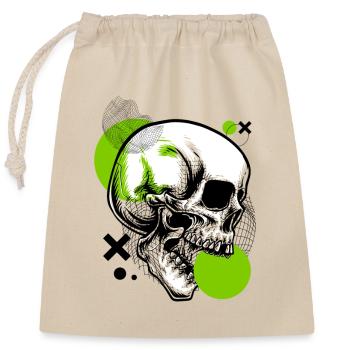 Green Skull - Verschließbarer Geschenkbeutel aus Baumwolle (25x30cm) - Natur - Vorne