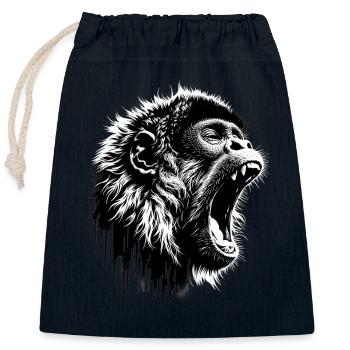 Singe chanteur rugissant - Sac cadeau en coton avec cordon (25 x 30 cm) - bleu marine - Devant