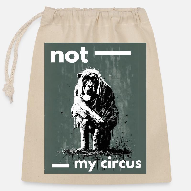 Ce n’est pas mon cirque - Sac cadeau en coton avec cordon (25 x 30 cm) - nature