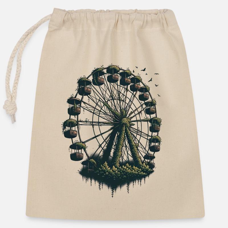grande roue abandonnée - Sac cadeau en coton avec cordon (25 x 30 cm) - nature