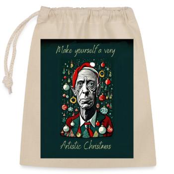 Machen Sie sich ein sehr künstlerisches Weihnachtsfest - Verschließbarer Geschenkbeutel aus Baumwolle (25x30cm) - Natur - Vorne