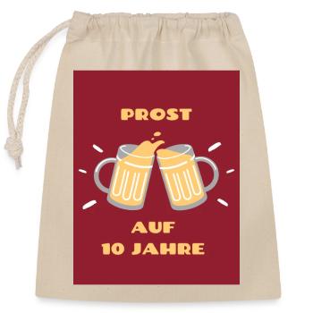 10 years - Closable cotton gift bag (25x30cm) - nature - Front