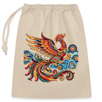 Phénix chinois traditionnel vibrant - Sac cadeau en coton avec cordon (25 x 30 cm) - nature - Devant
