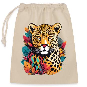 Léopard - Sac cadeau en coton avec cordon (25 x 30 cm) - nature - Devant