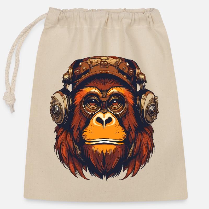 Orang-Utan - Verschließbarer Geschenkbeutel aus Baumwolle (25x30cm) - Natur
