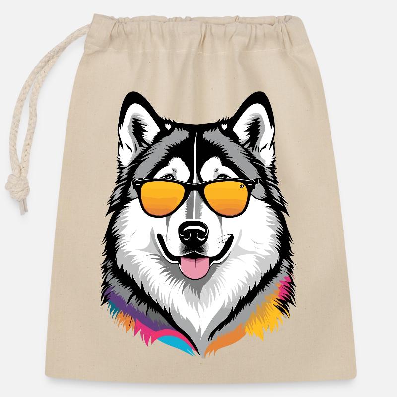 Alaska Malamute - Ściągany sznurkiem worek na prezenty (25 x 30 cm) - naturalny