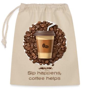 Coffee Helps - Closable cotton gift bag (25x30cm) - nature - Front